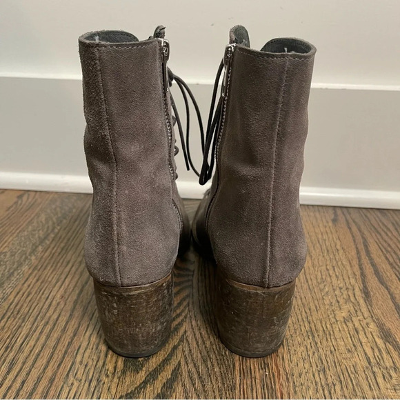 Jeffery Campbell distressed gray suede lace up heeled boots size 38/7-7.5 - Picture 7 of 8